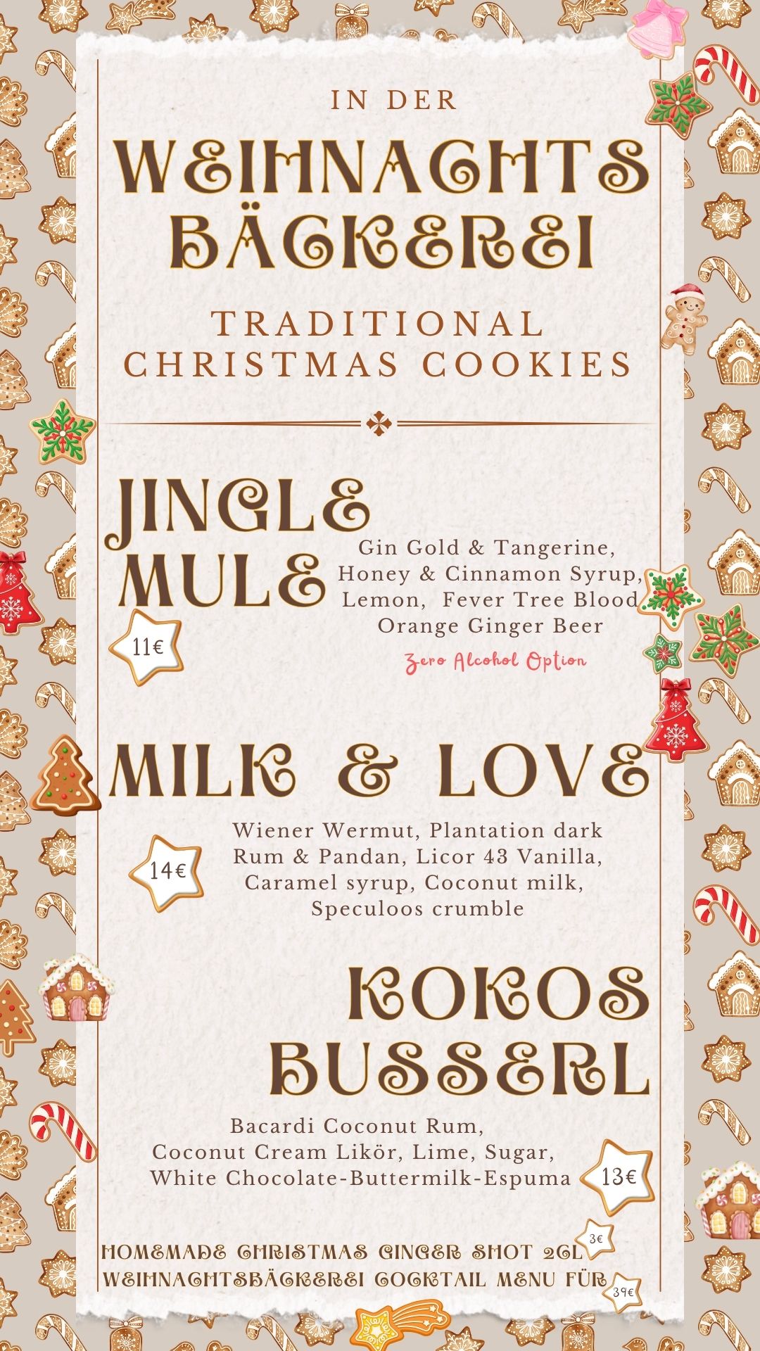 In der Weihnachtsbäckerei Cocktail Menu