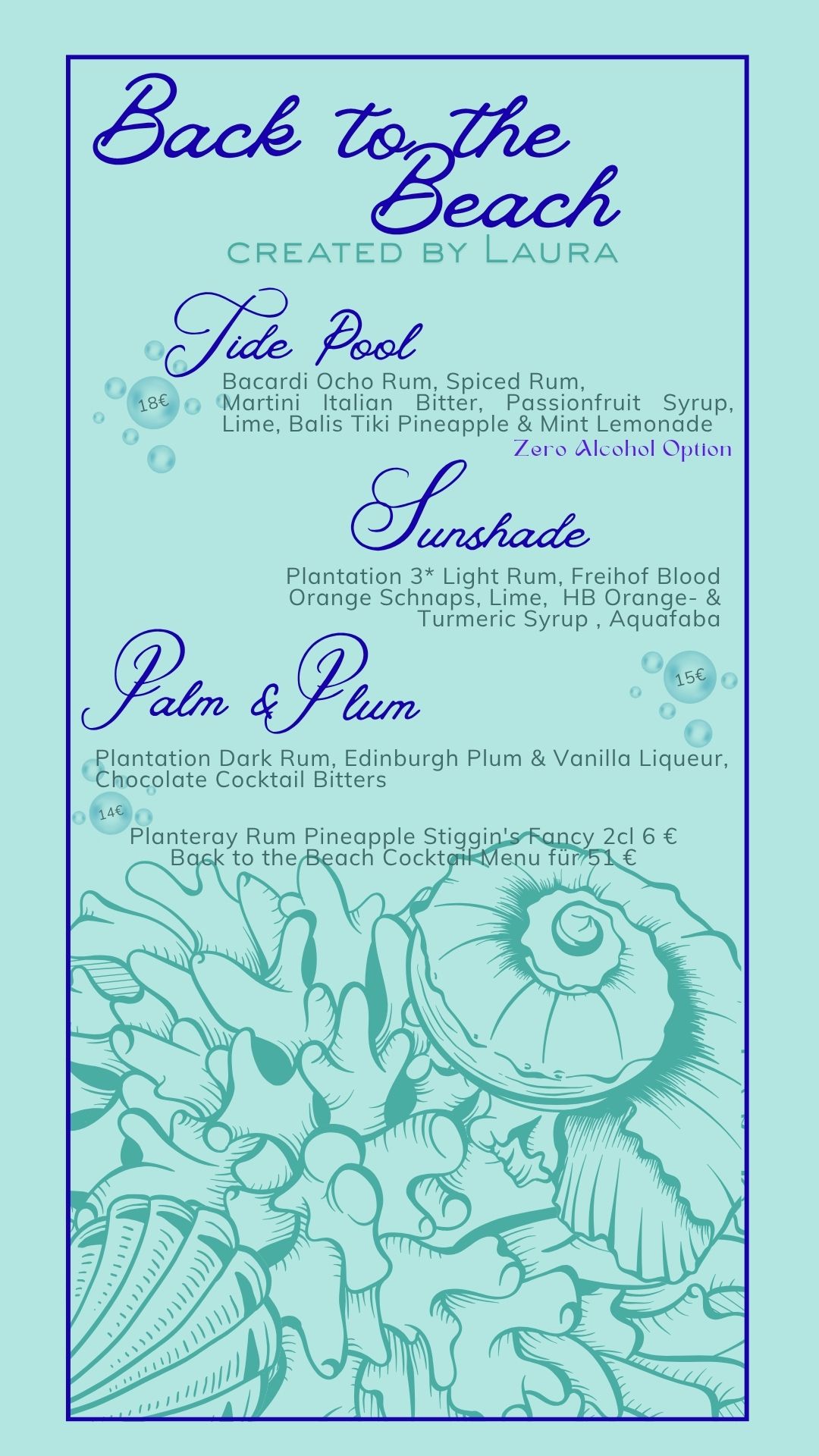 Back to the Beach Cocktail Menu