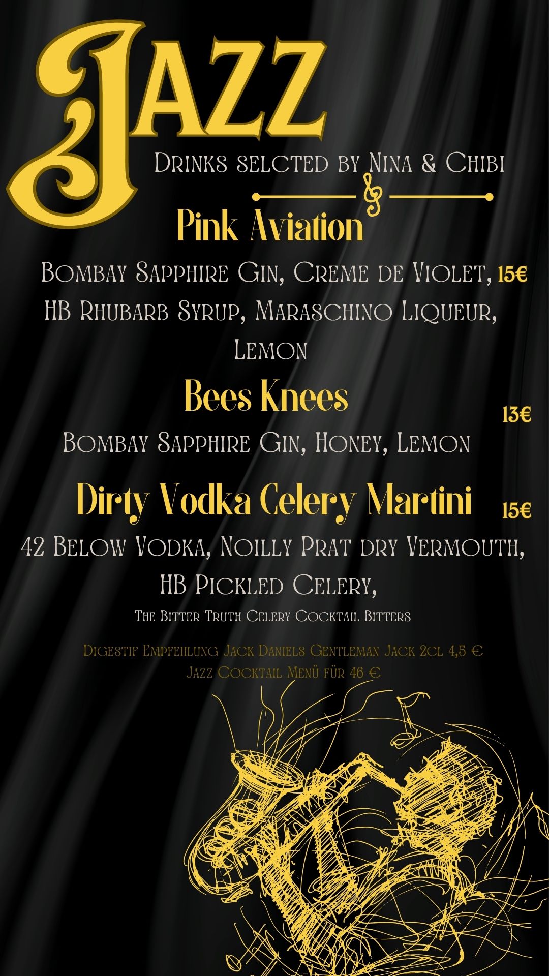Jazz Cocktail Menu