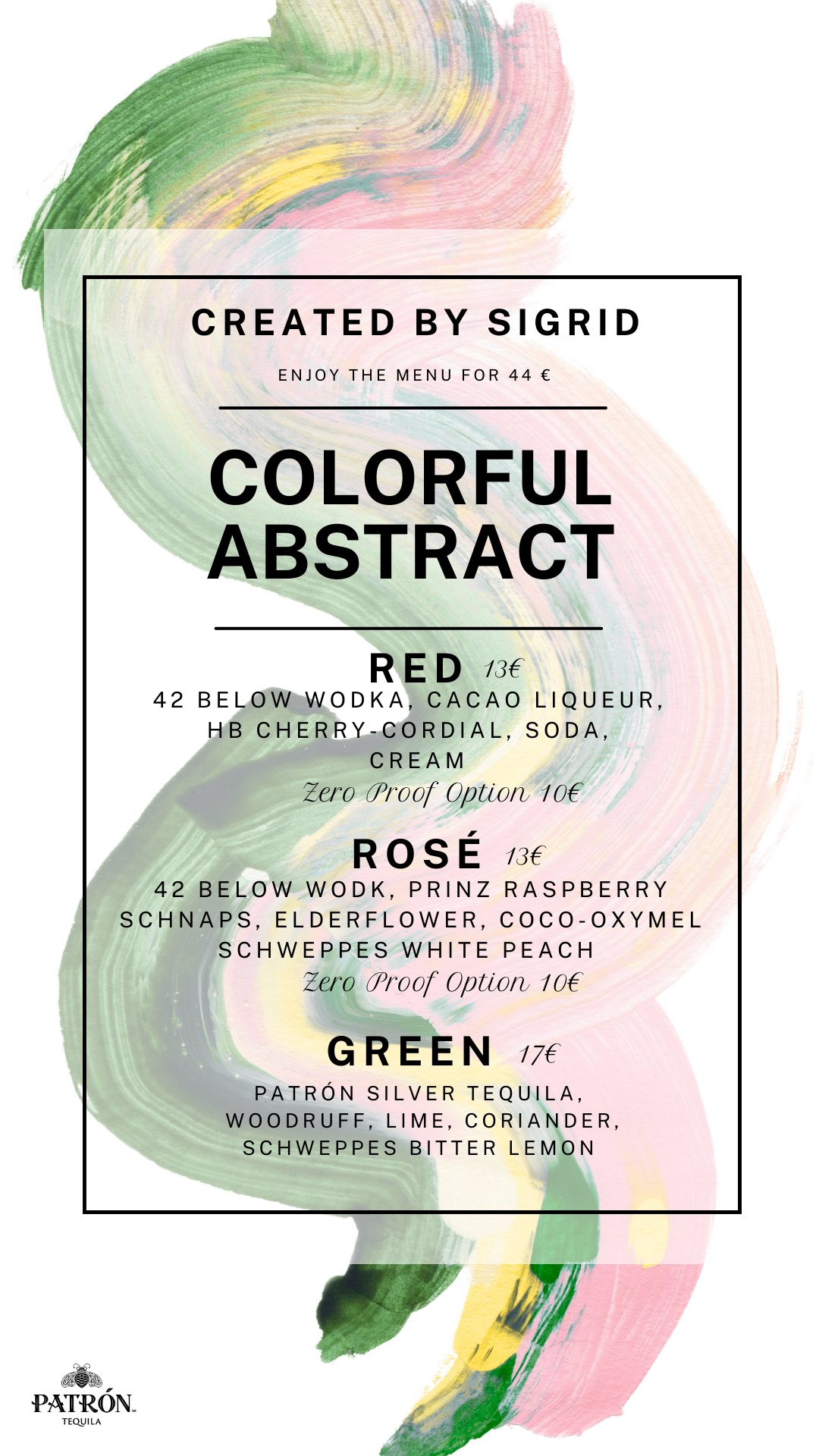 Colorful Abstract Cocktail Karte